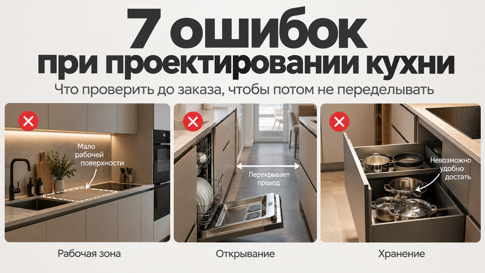 7 ошибок при проектировании кухни, которые делают её неудобной