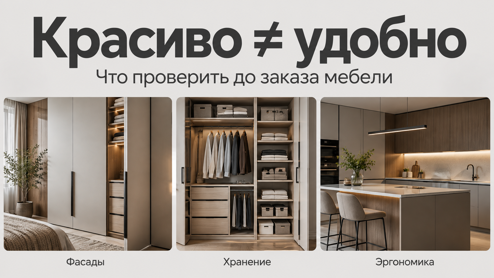 Красивый проект мебели и ошибки, которые делают шкаф или кухню неудобными